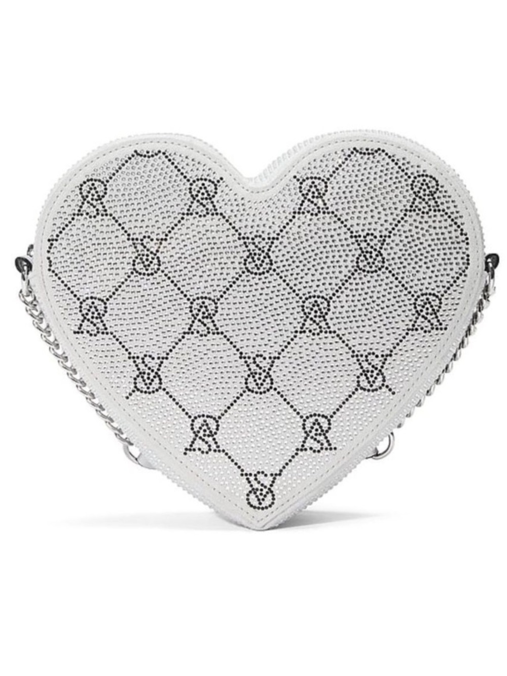NWT VICTORIA'S SECRET
Heart Rhinestone Crossbody Bag (Silver)